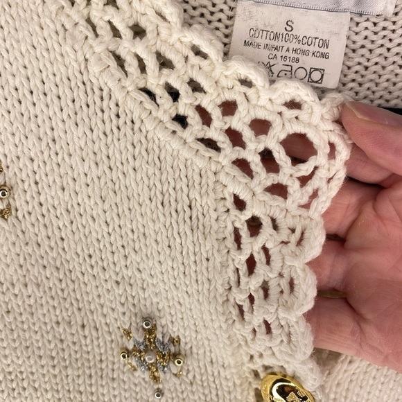 Vntage Winter Scene Embellished Grandmacore Cardigan Size S - Picture 6 of 12
